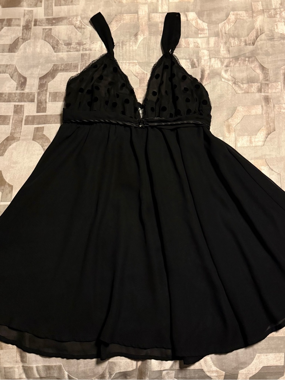 Cinema Etoile French Black Polka Dot Mesh Bust A-Line Lingerie